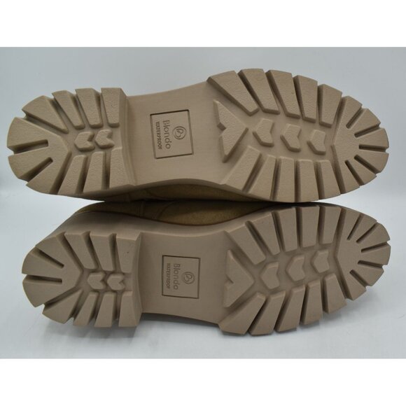 Blondo Women 10 Waterproof Zip-Up Ankle Boots Chunky Lug Sole Beige Suede Upper - Picture 5 of 9